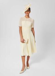 Cressida Fit And Flare Dress, Pale Yellow, hi-res