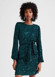 Bette Sequin Dress, Evergreen, hi-res