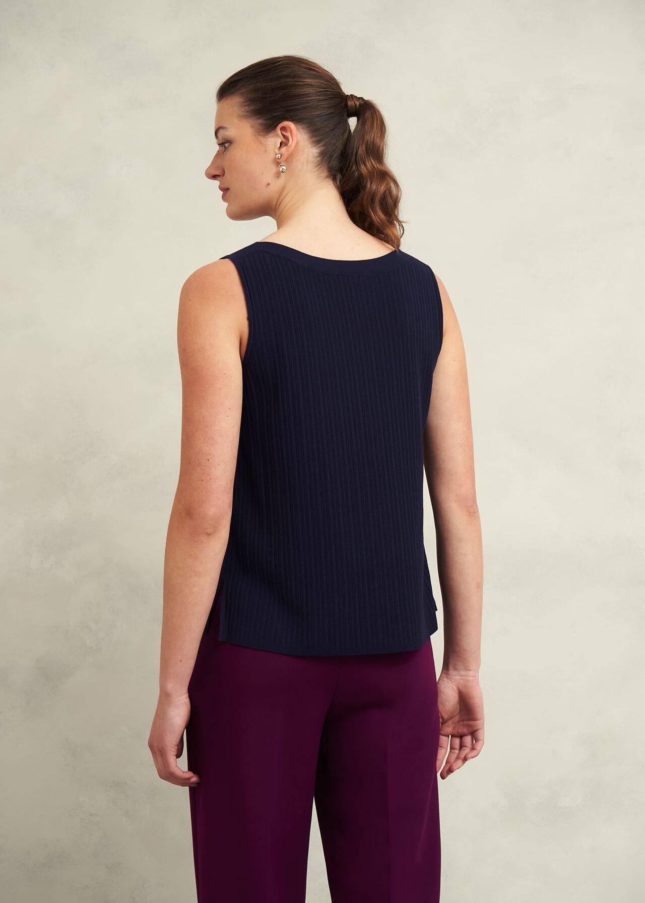 Trina knitted top, Hobbs Navy, hi-res