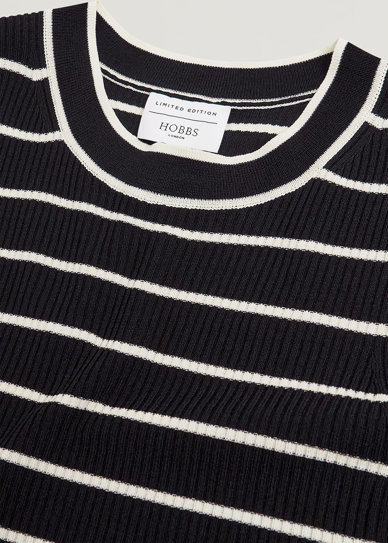 Navy Belmont Striped Knitted Vest Top, Black Cream, hi-res
