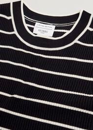 Navy Belmont Striped Knitted Vest Top, Black Cream, hi-res