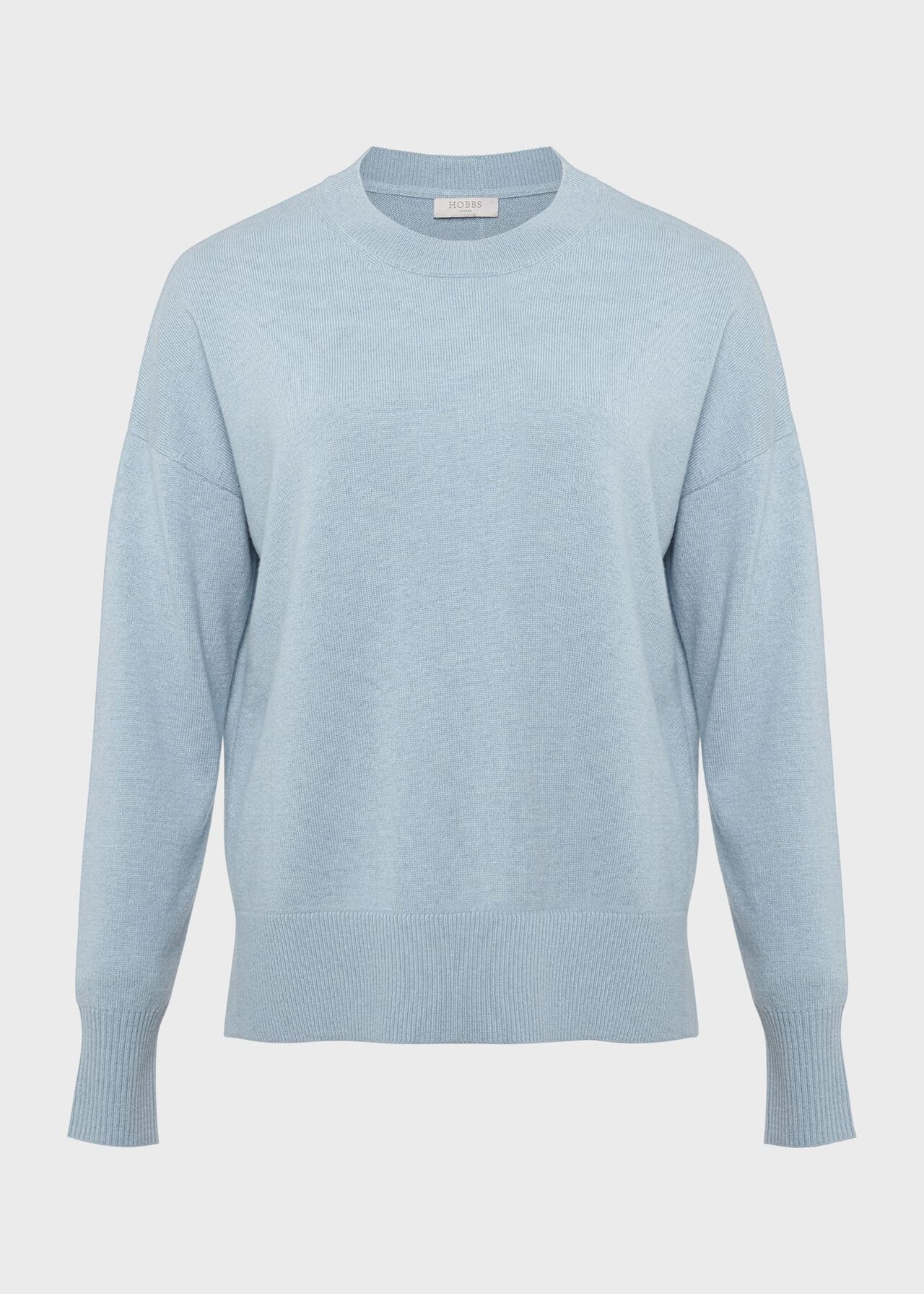 Lydia Button Jumper With Cashmere, Dusky Blue, hi-res