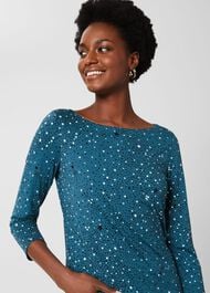 Sonya Printed Top, Dark Blue, hi-res