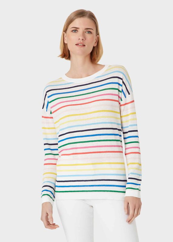 Rainbow Linen Cotton Stripe Sweater