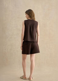 Lulu Linen Shorts, Bark Brown, hi-res