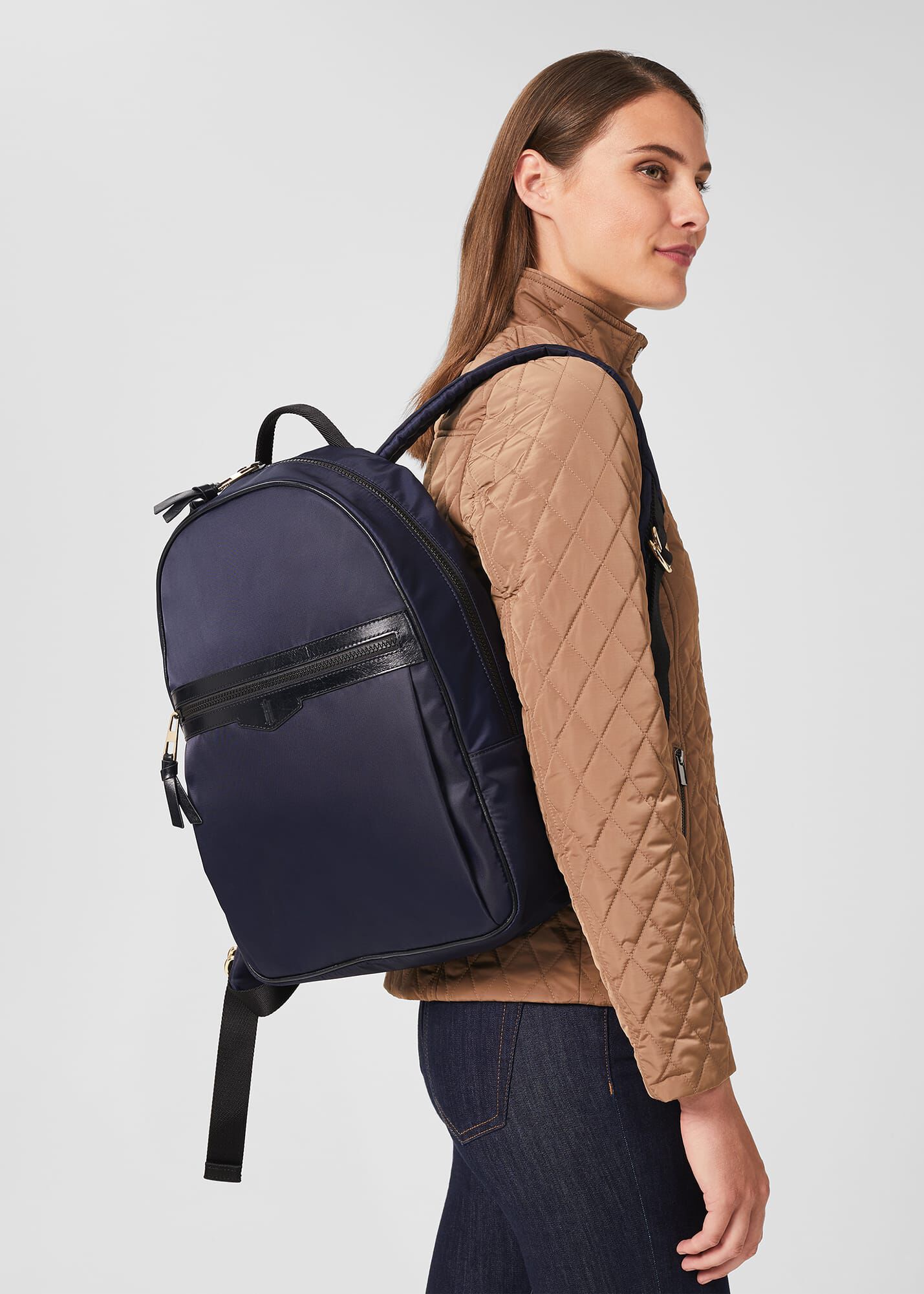 navy nylon backpack