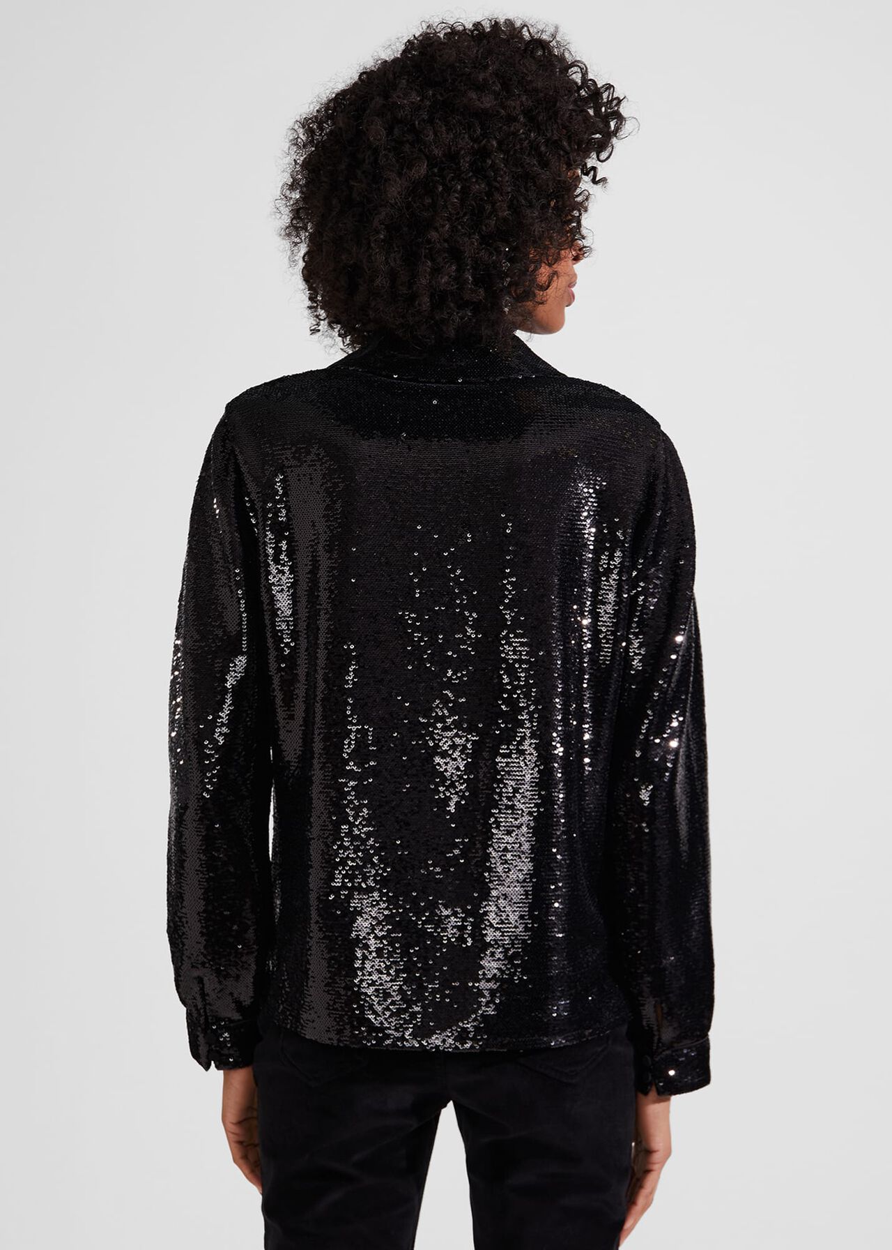 Greta Sequin Shirt, Black, hi-res