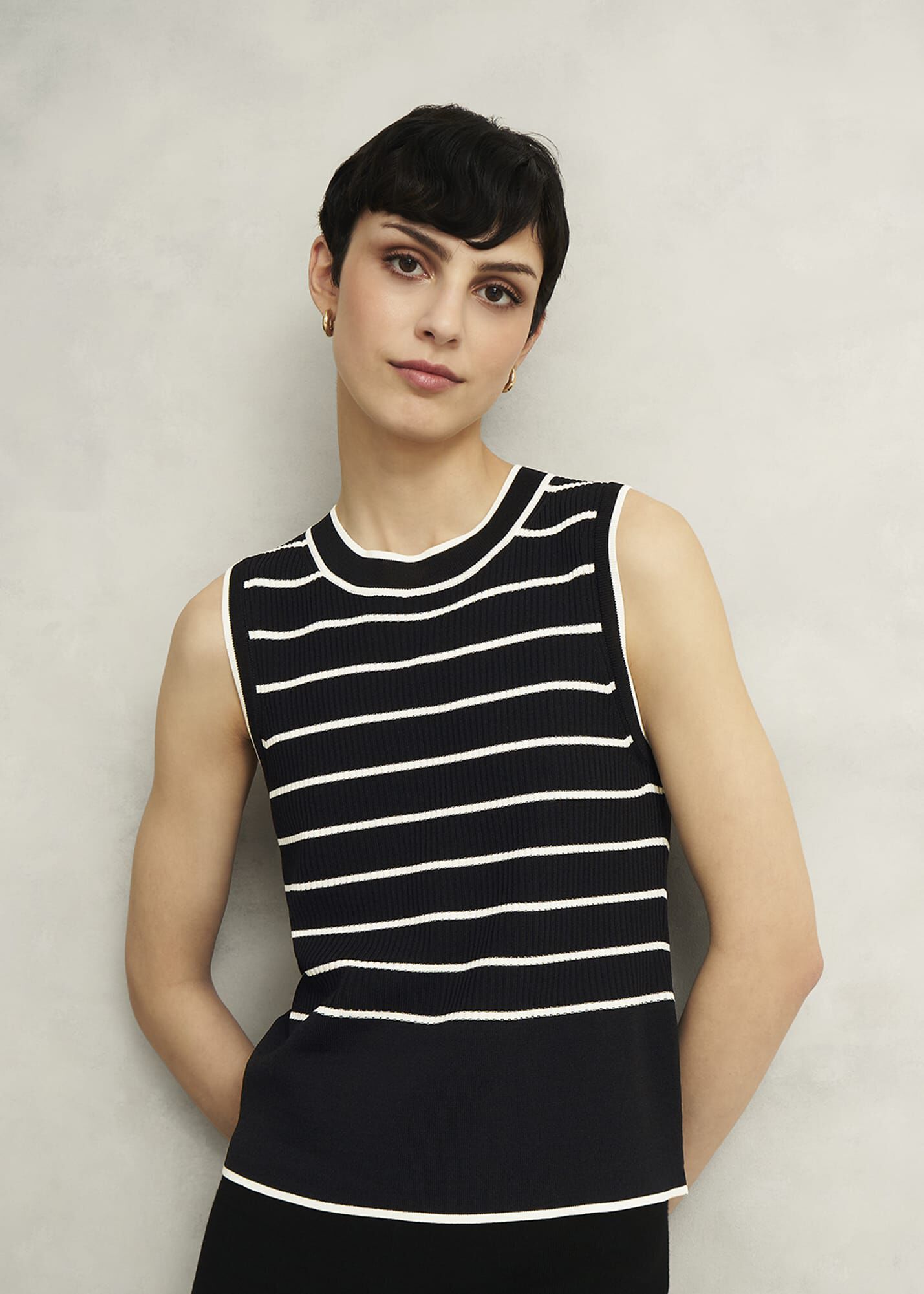 Black Belmont Striped Knitted Vest Top | Hobbs US |