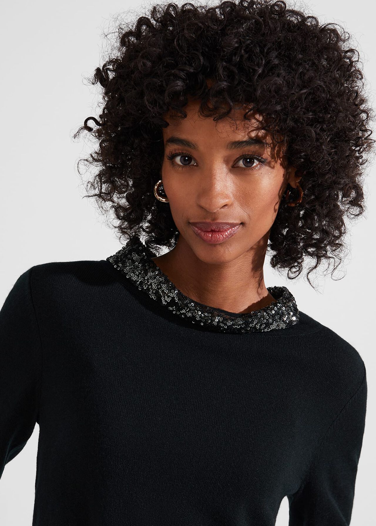 Esther Sequin Sweater With Cashmere, Forest Green, hi-res