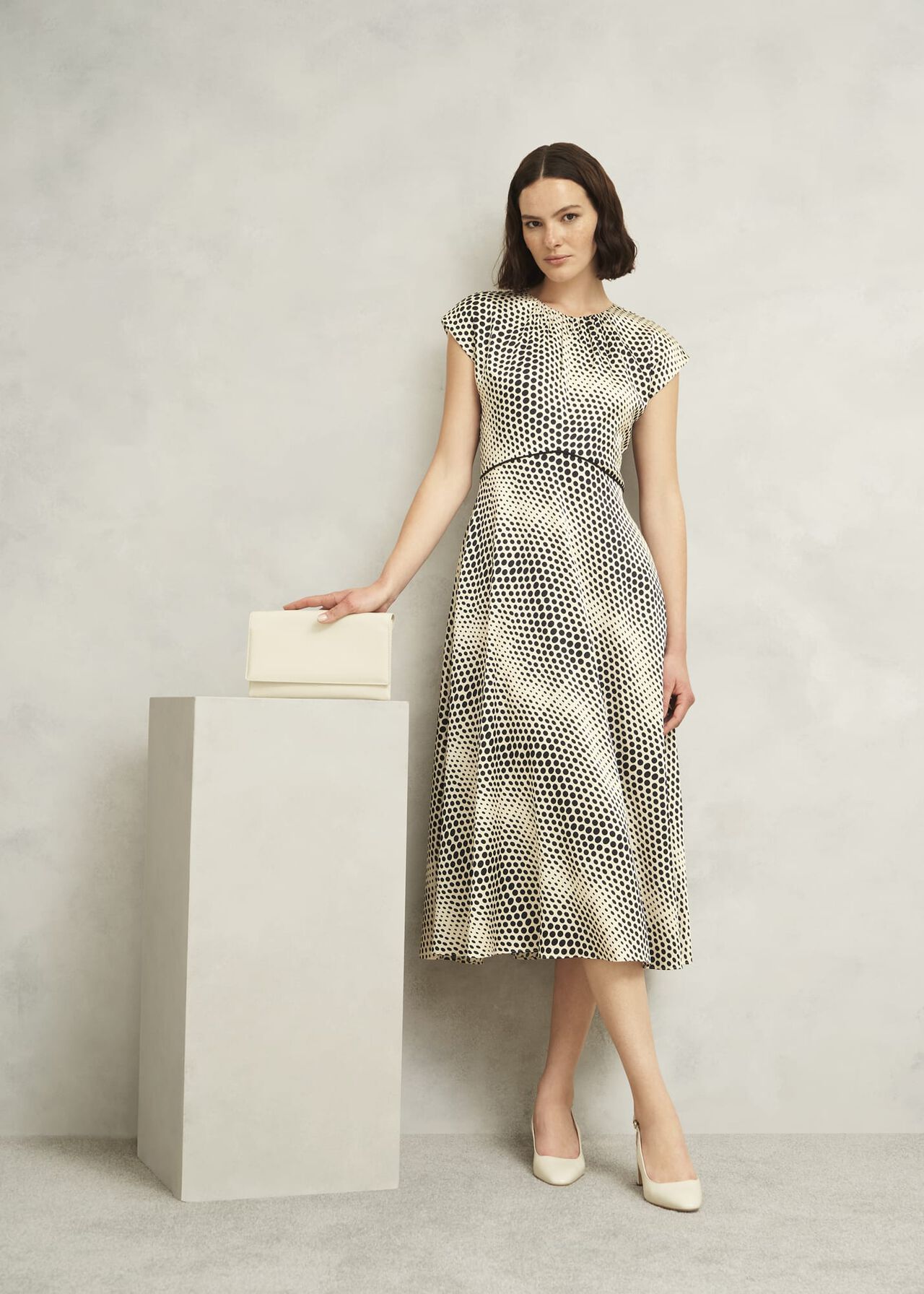 Paisley Spot Dress, Cream Black, hi-res