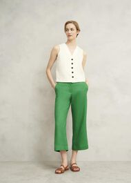 Lillie Linen Trousers, Green, hi-res