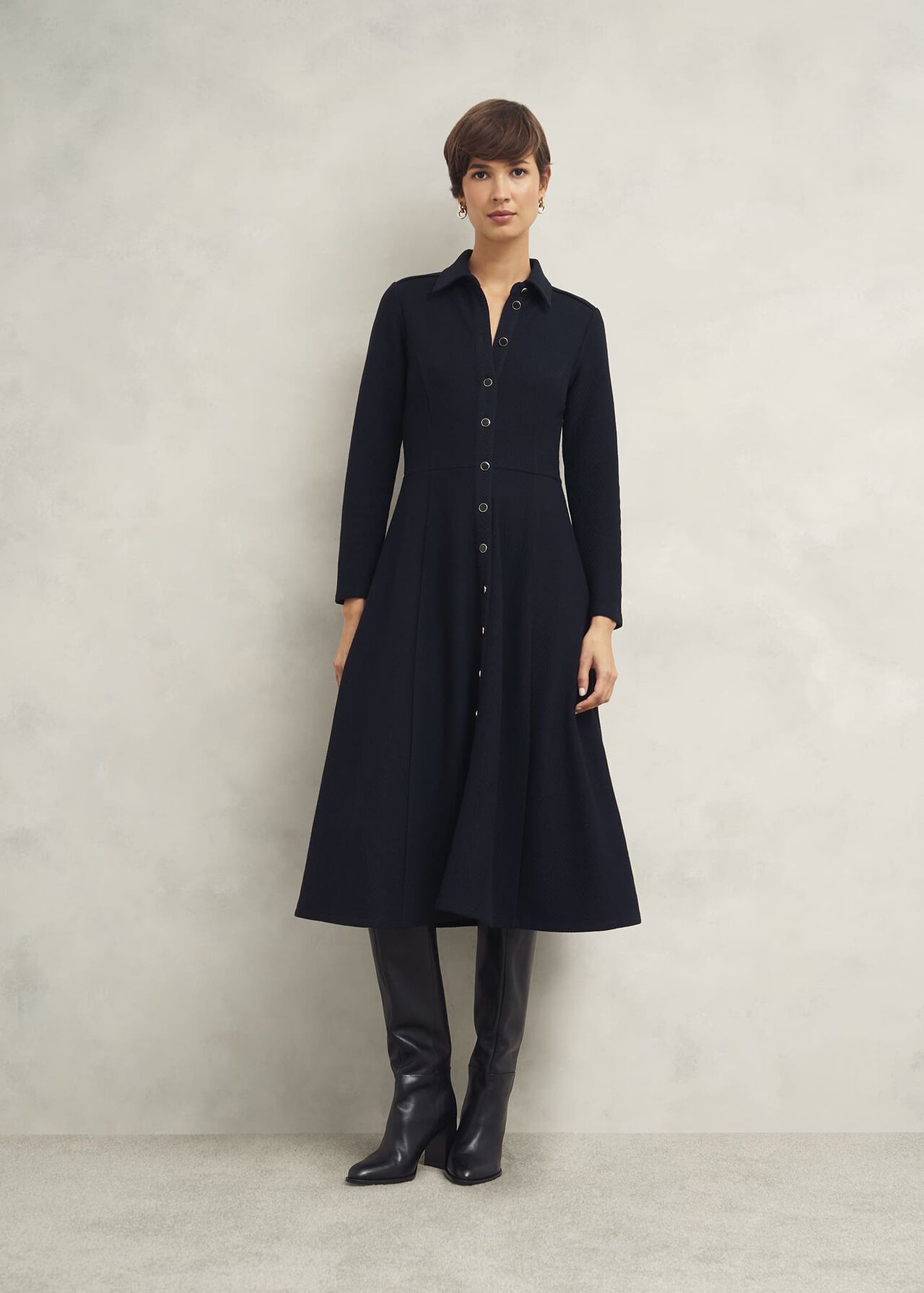 Angie Ponte Dress, Navy, hi-res