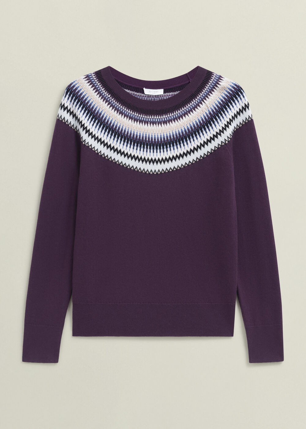 Purple Greta Wool Blend Fairisle Crew Neck Jumper, Vibrant Purple, hi-res