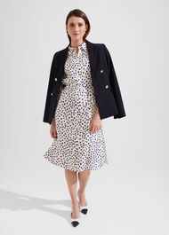Cali Spot Shirt Dress, Ivory Deep Blue, hi-res