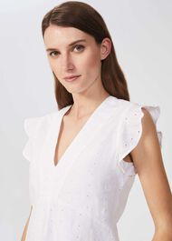 Avia Linen Embroidered Top, White, hi-res