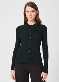 Vera Merino Wool Shirt, Pine Green, hi-res