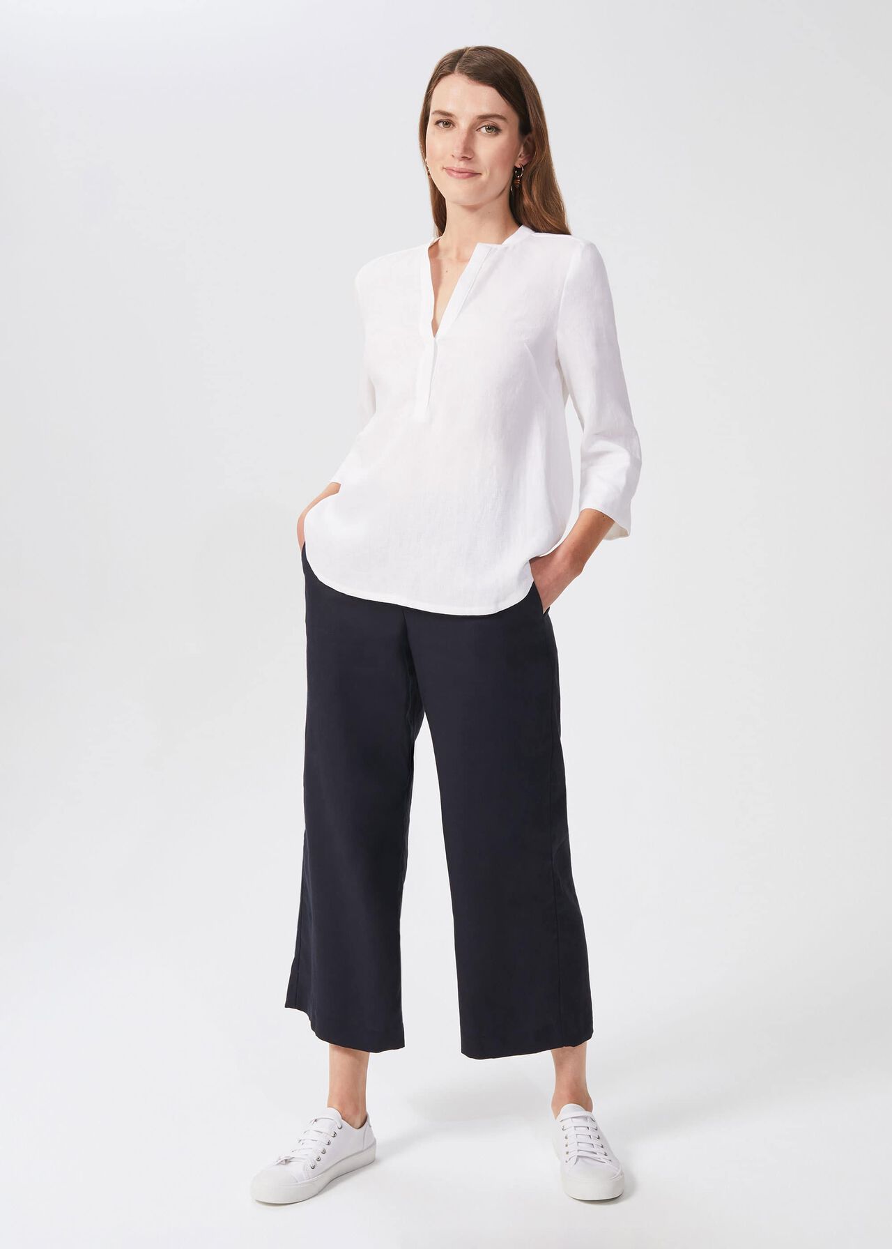 Rosemary Linen Top, White, hi-res