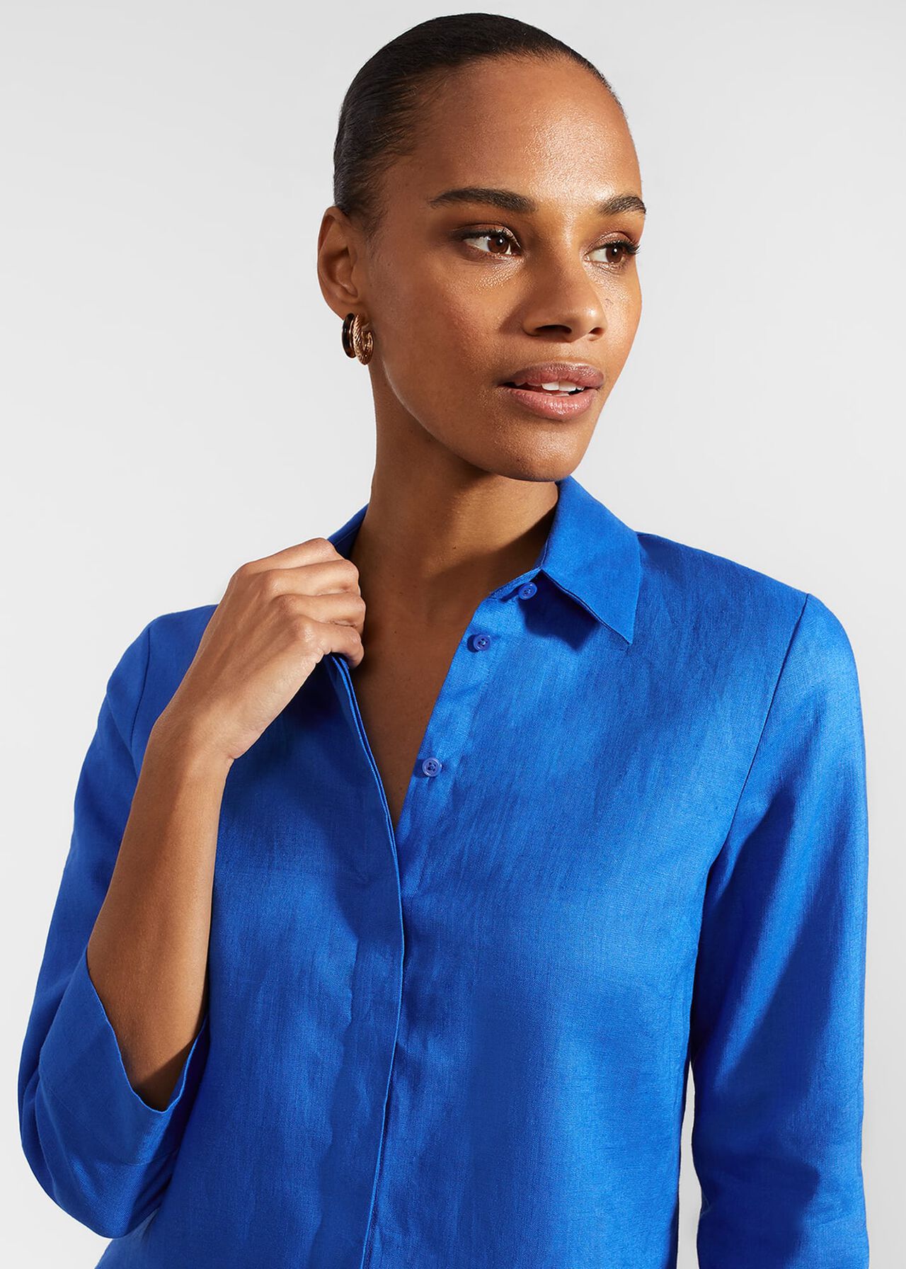 Nita Linen Shirt, Atlantic Blue, hi-res