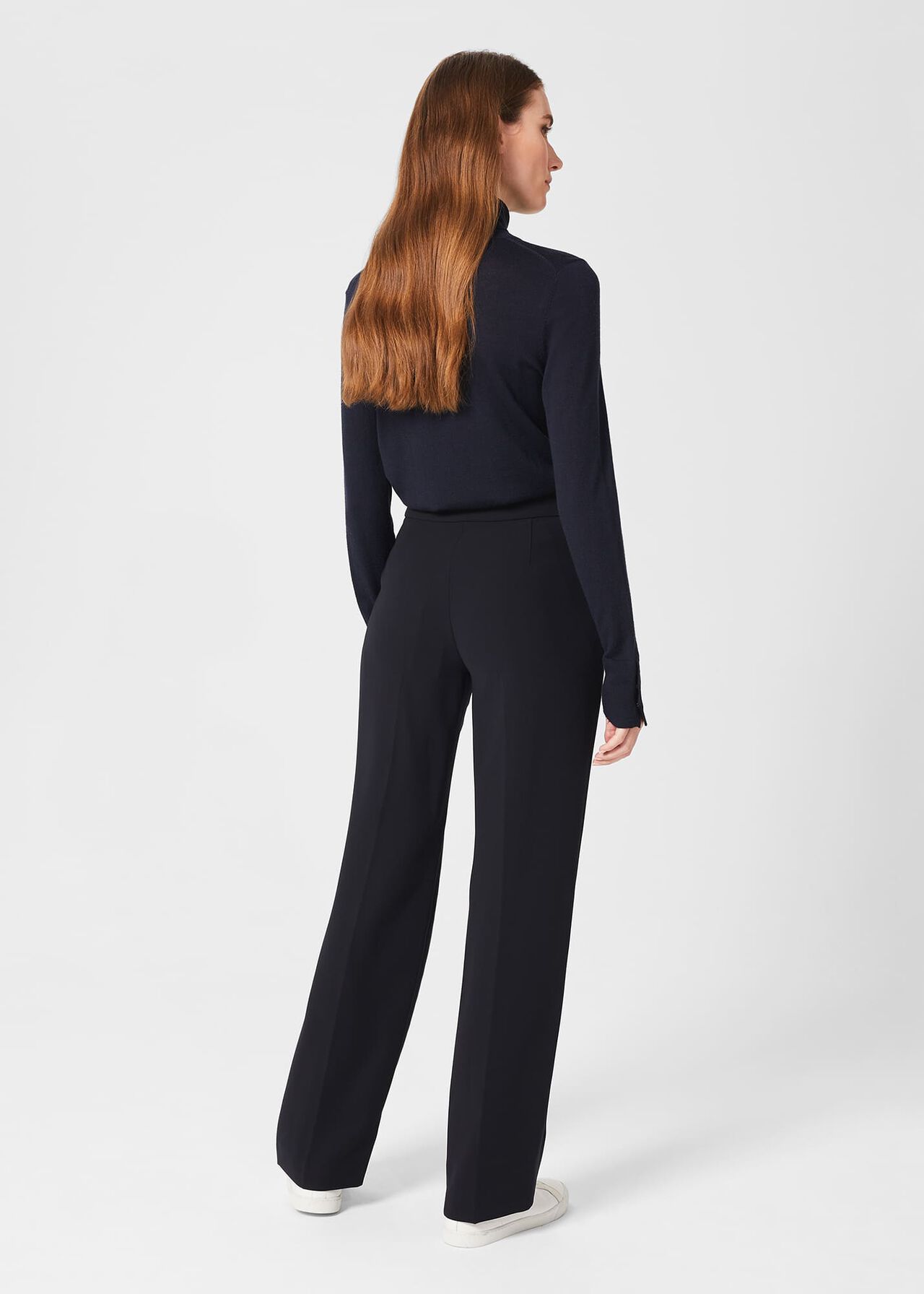 Abigail Wide Trousers, Navy, hi-res