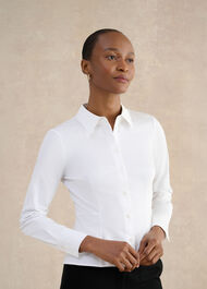 Giulia Peplum Shirt, White, hi-res