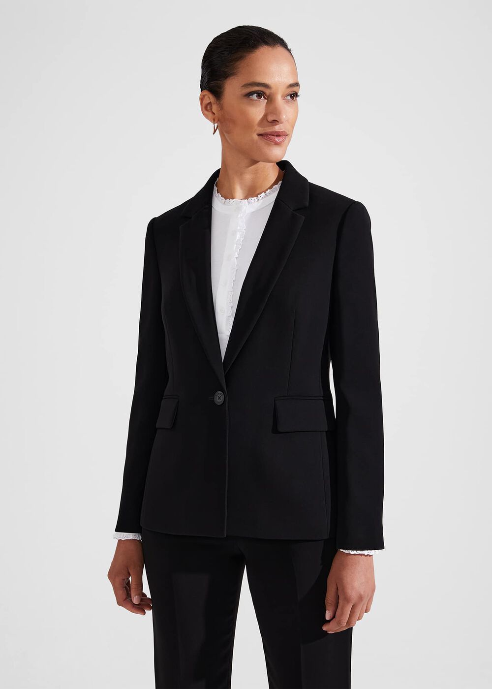 Mel Longline Jacket, Black, hi-res