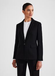 Mel Longline Jacket, Black, hi-res