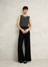 Navy Belmont Striped Knitted Vest Top, Black Cream, hi-res