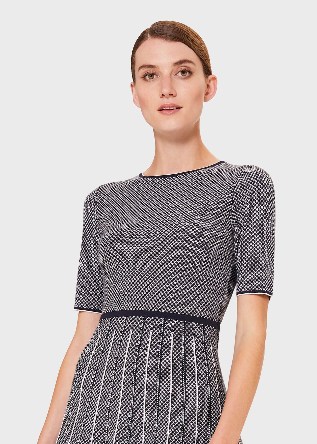 Sophie Knitted Dress, Navy Ivory, hi-res