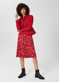 Fara Jersey Mid Length Dress, Berry Red Multi, hi-res