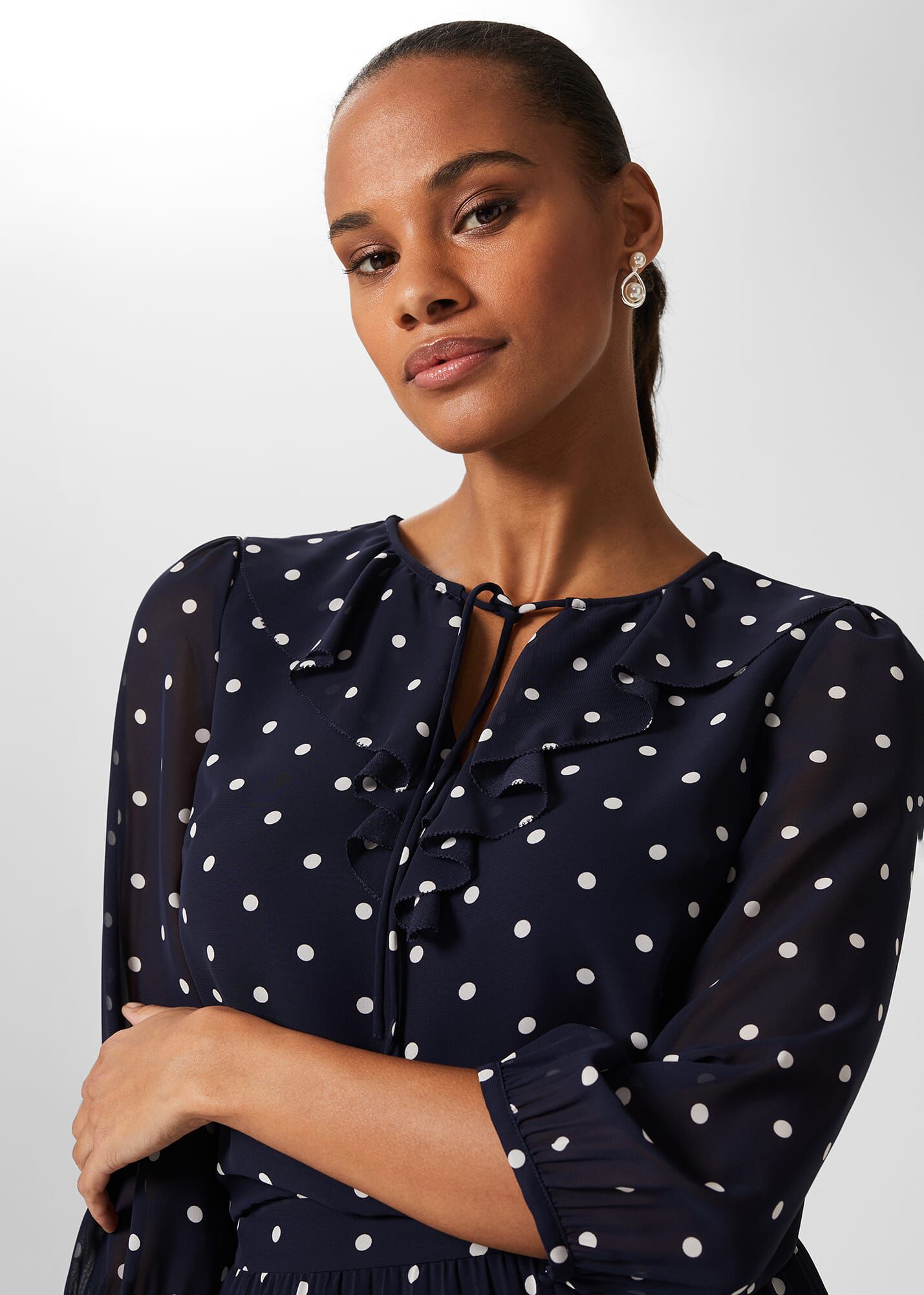 Blue polka dot 2025 blouse