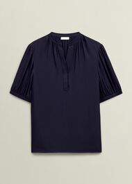 Anastasia Satin Blouse, Midnight, hi-res