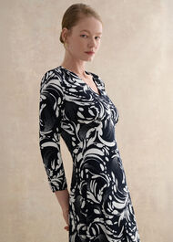 Petite Deborah Dress, Navy Ivory, hi-res