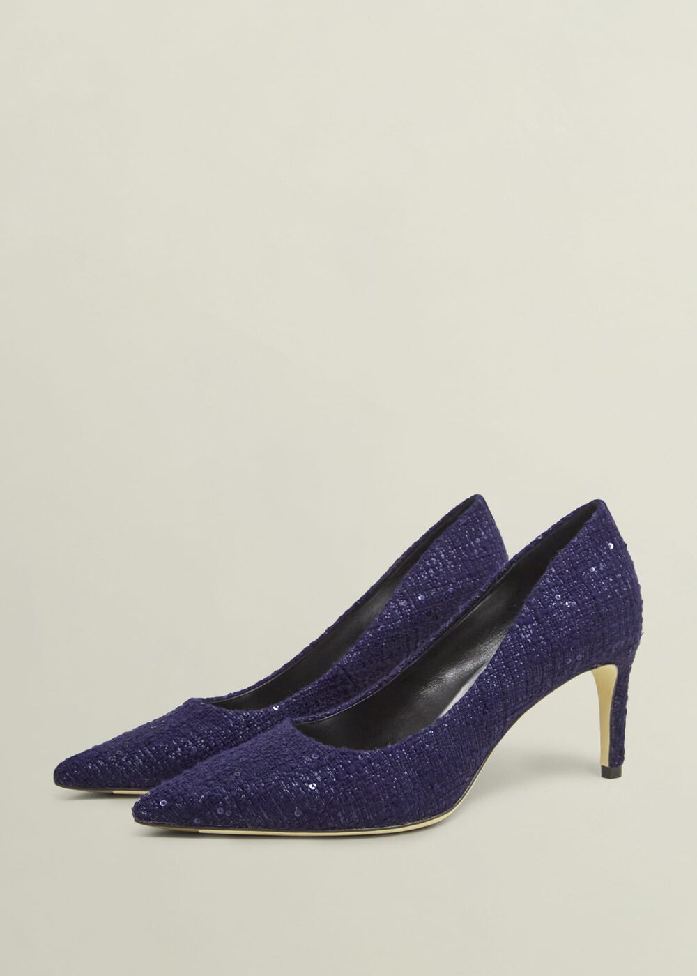 Leila Tweed Court Shoes, Midnight, hi-res