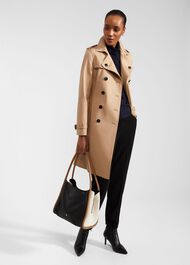 Skylar Shower Resistant Trench Coat, Tan, hi-res