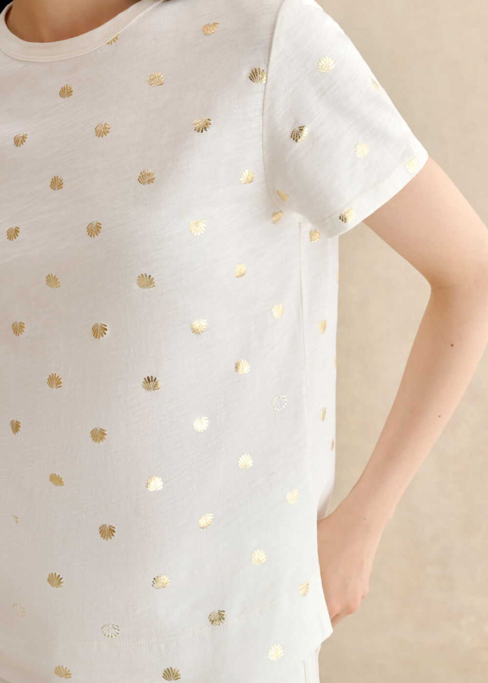 Adaline Cotton Slub Printed T-Shirt, Ivory Gold, hi-res