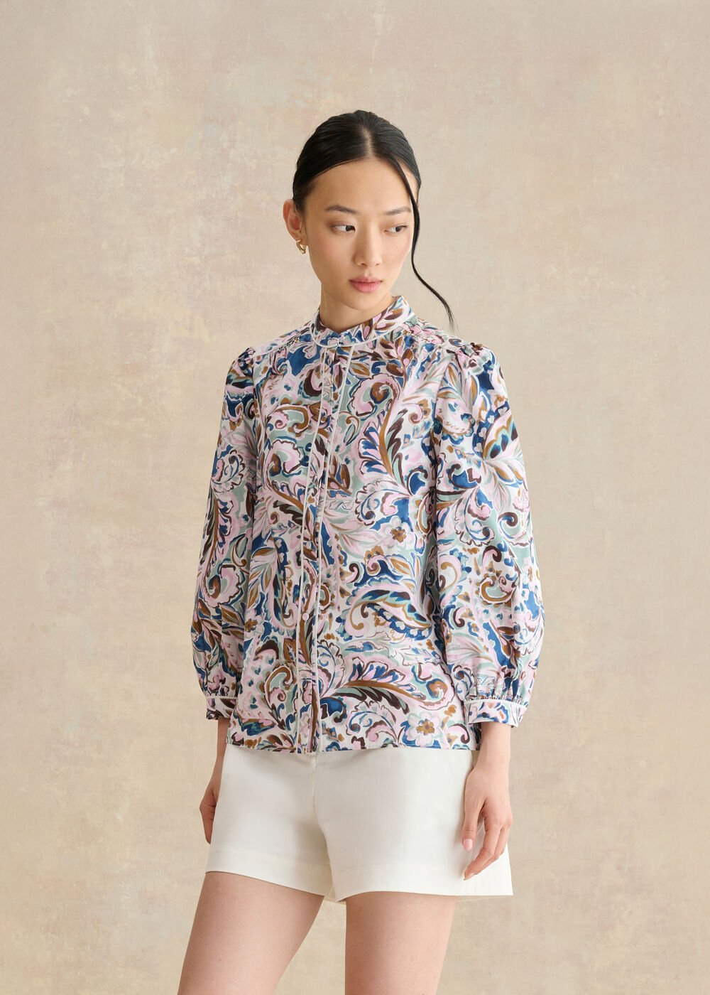 Soraya Cotton Blouse, Ivory Multi, hi-res
