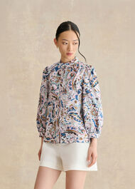 Soraya Cotton Blouse, Ivory Multi, hi-res