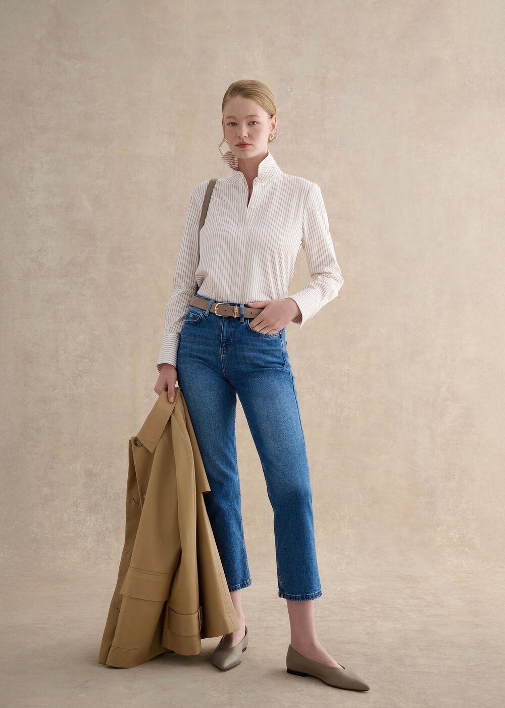 Andra Stripe Shirt, Neutral White, hi-res