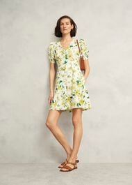 Coniston Floral Linen Blend Mini Dress, Ivory Multi, hi-res