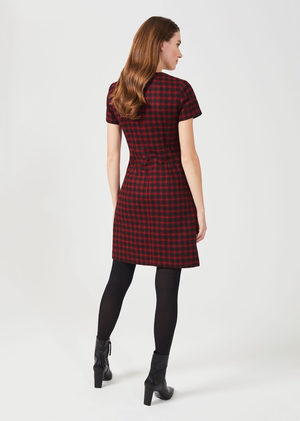 Tallulah Wool A Line Dress, Red Black, hi-res