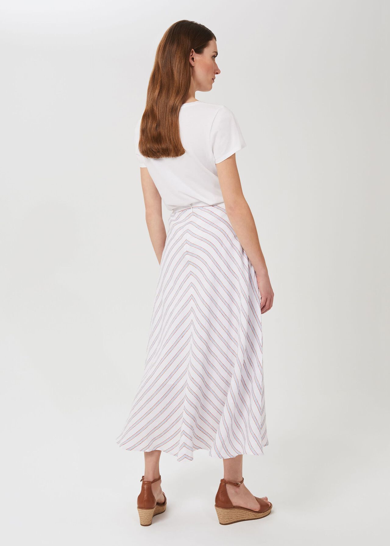 Steph Linen Skirt, Ivory Multi, hi-res