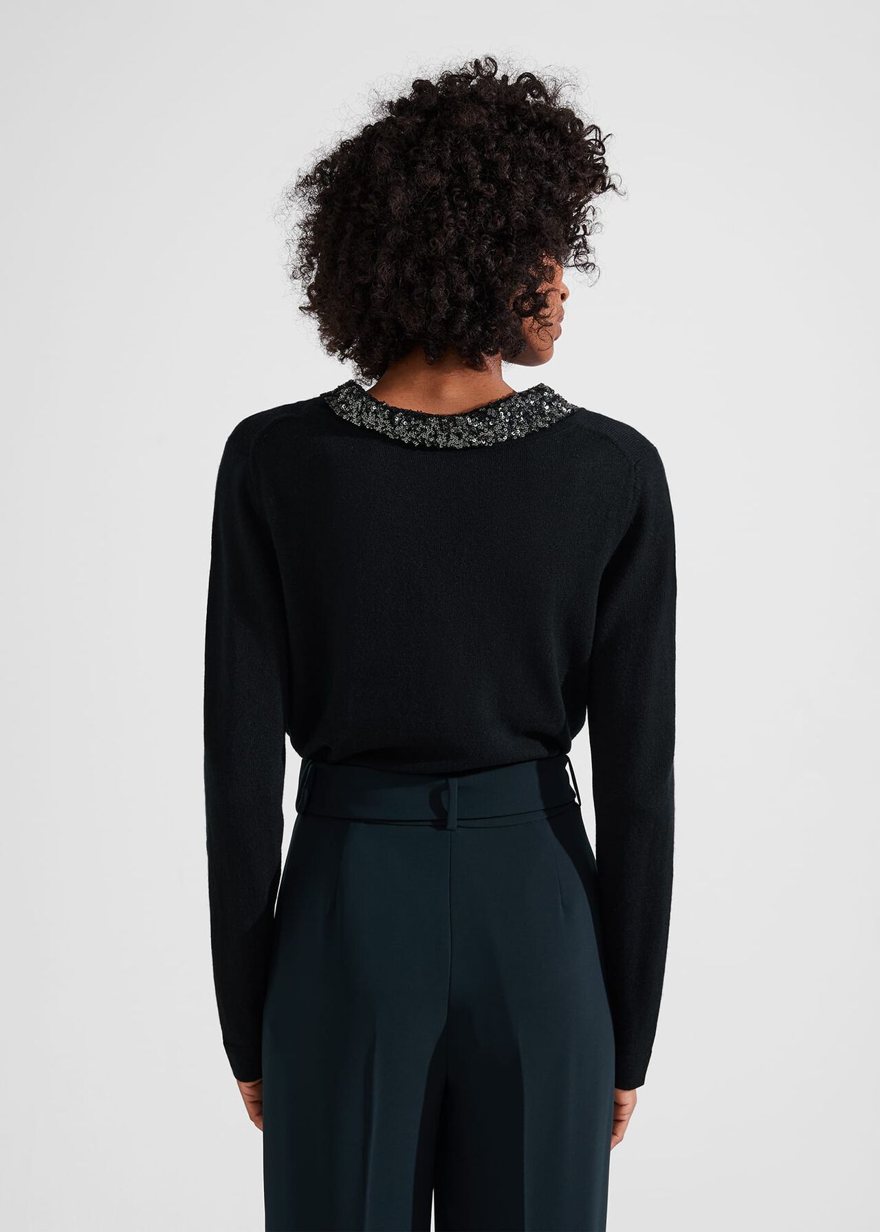 Esther Sequin Sweater With Cashmere, Forest Green, hi-res