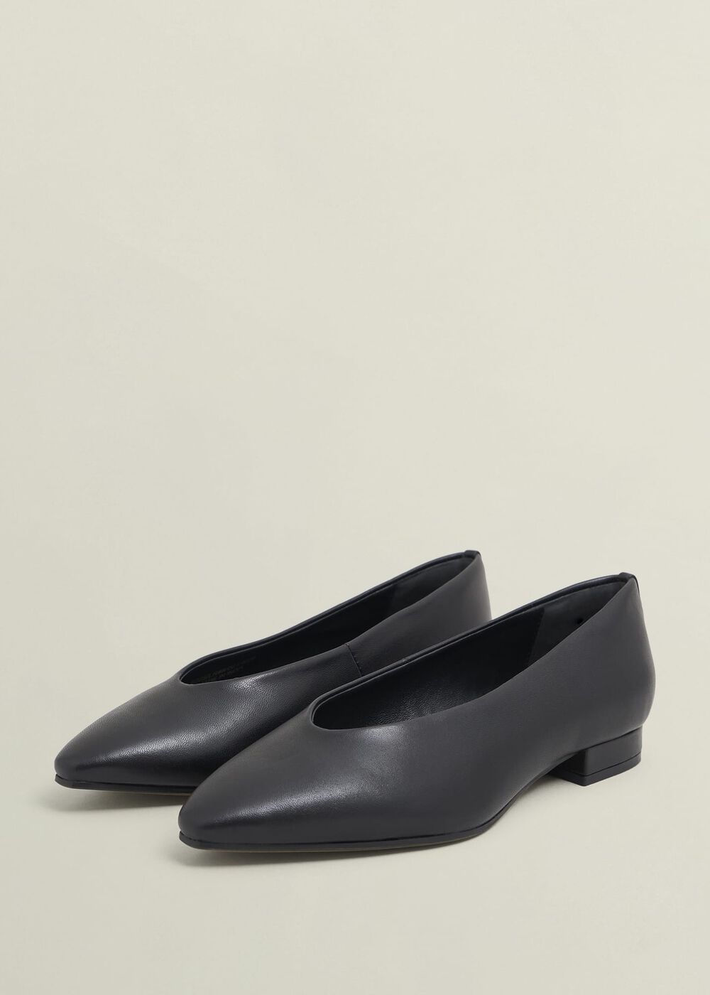 Asher Leather Ballerinas, Black, hi-res