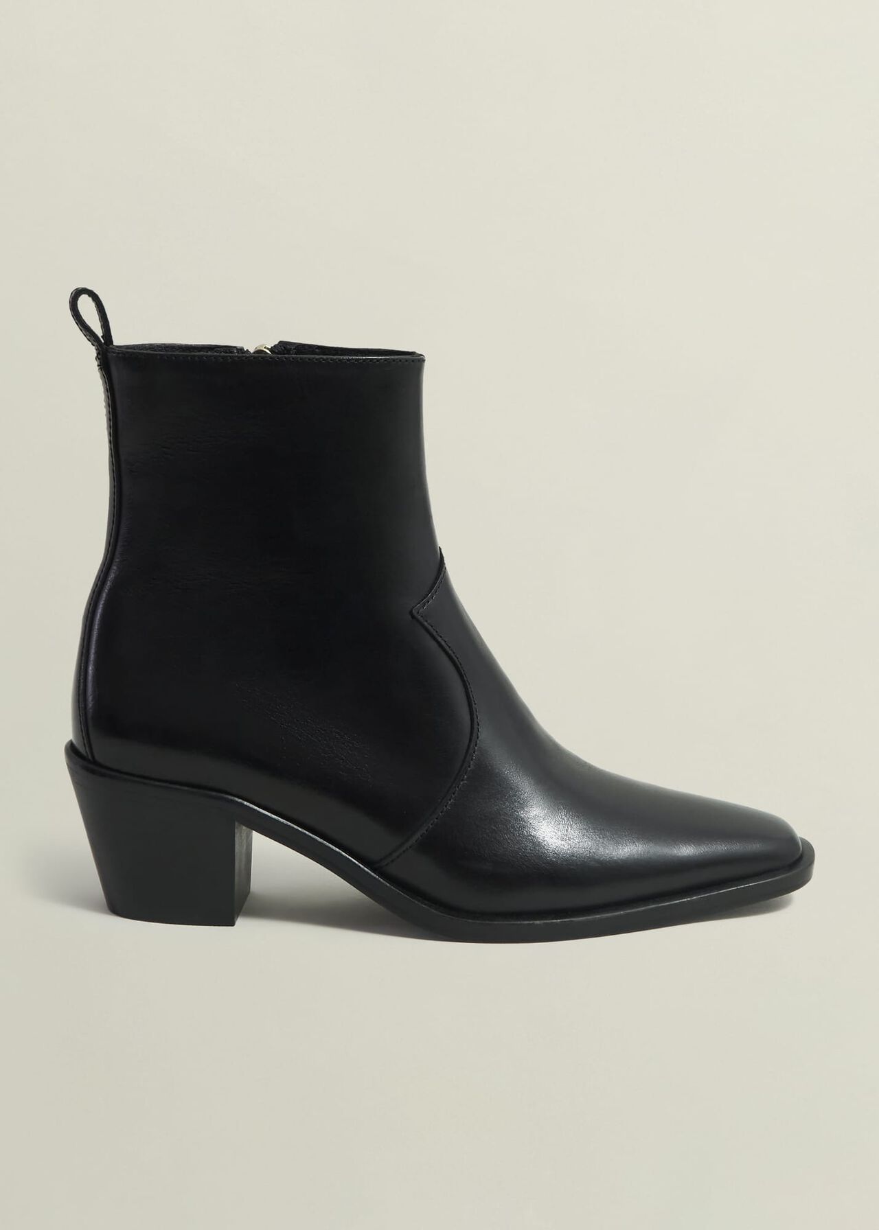 Frankie Leather Western Boots, Black, hi-res