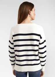 Danica Cotton Jumper, Ivory Navy, hi-res