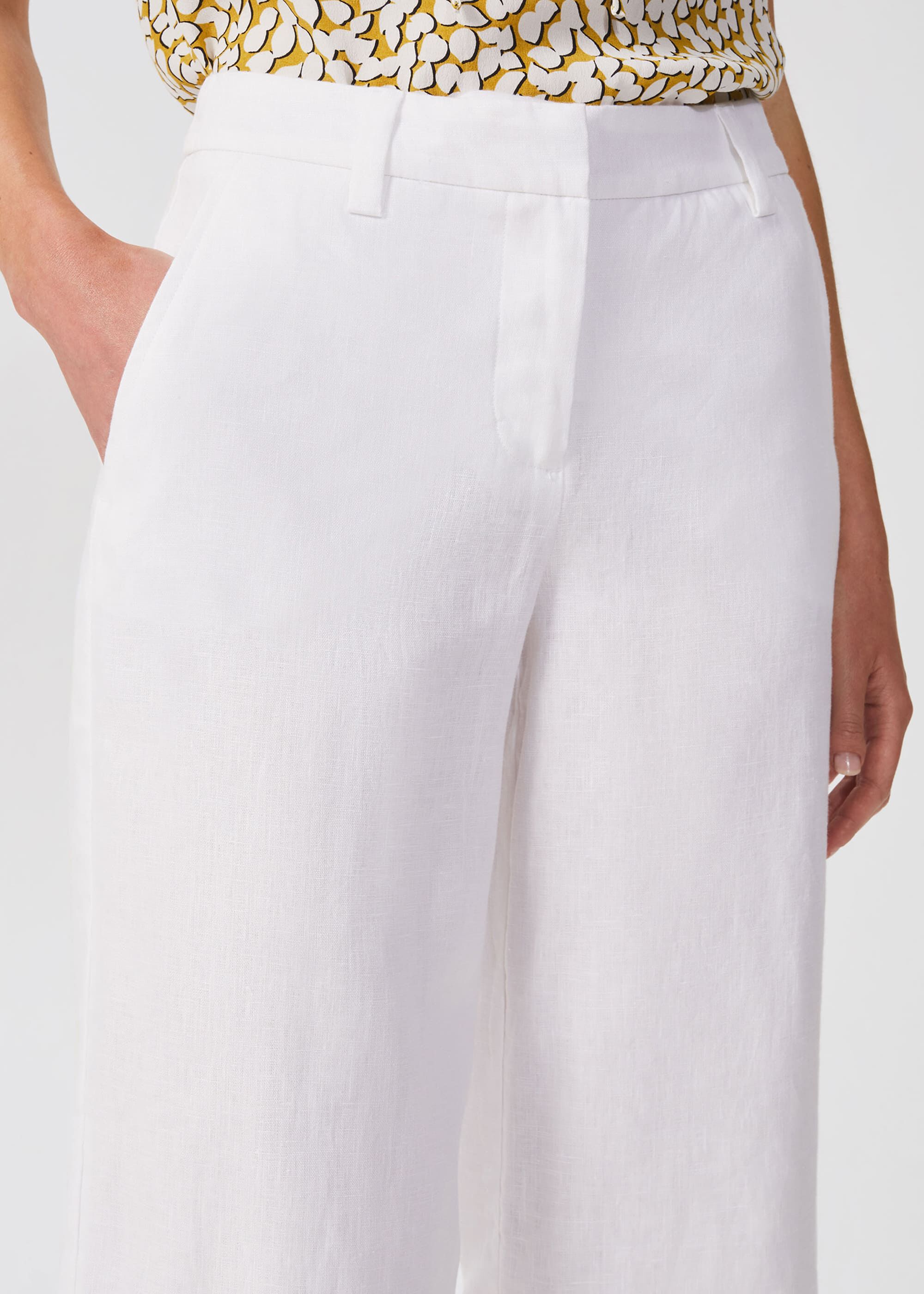 Ladies white linen store trousers