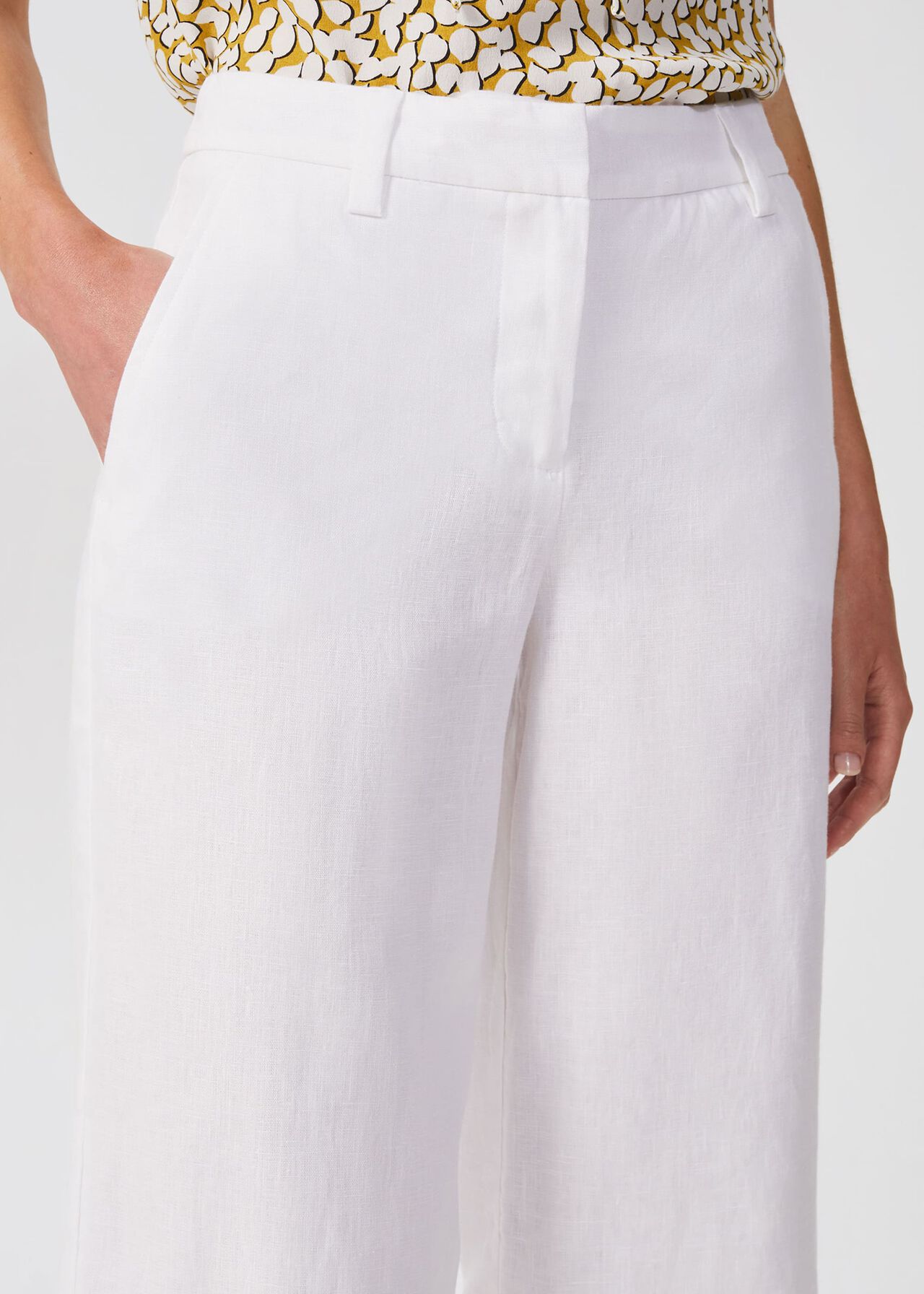 Nicole Linen Wide Leg Pants, White, hi-res