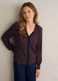 Zelia Printed Top, Navy Multi, hi-res