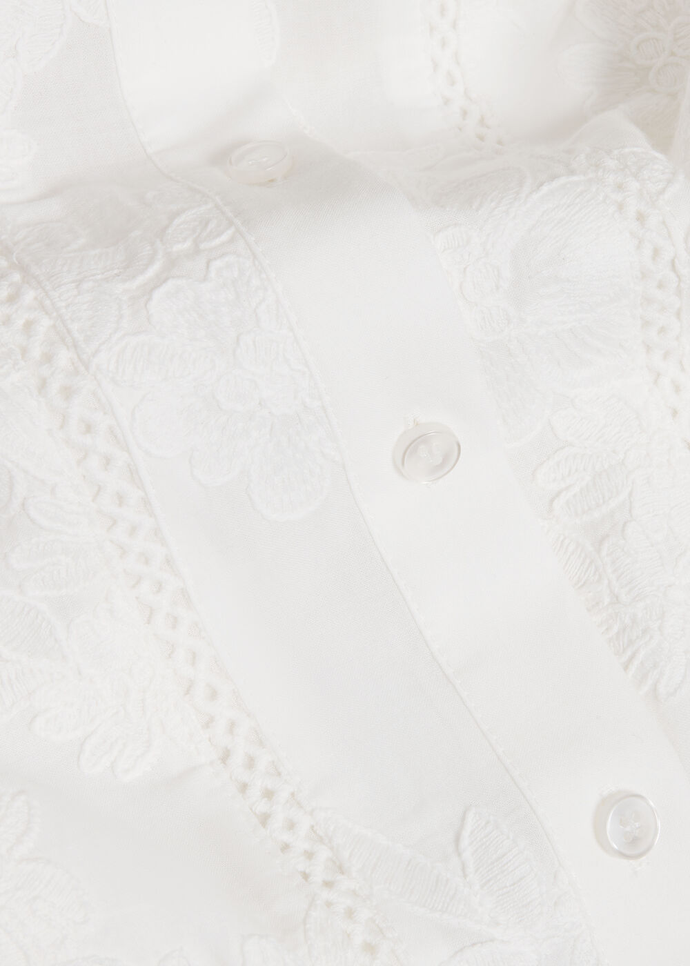 Fallon Cotton Embroidery Blouse, White, hi-res