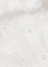 Fallon Cotton Embroidery Blouse, White, hi-res